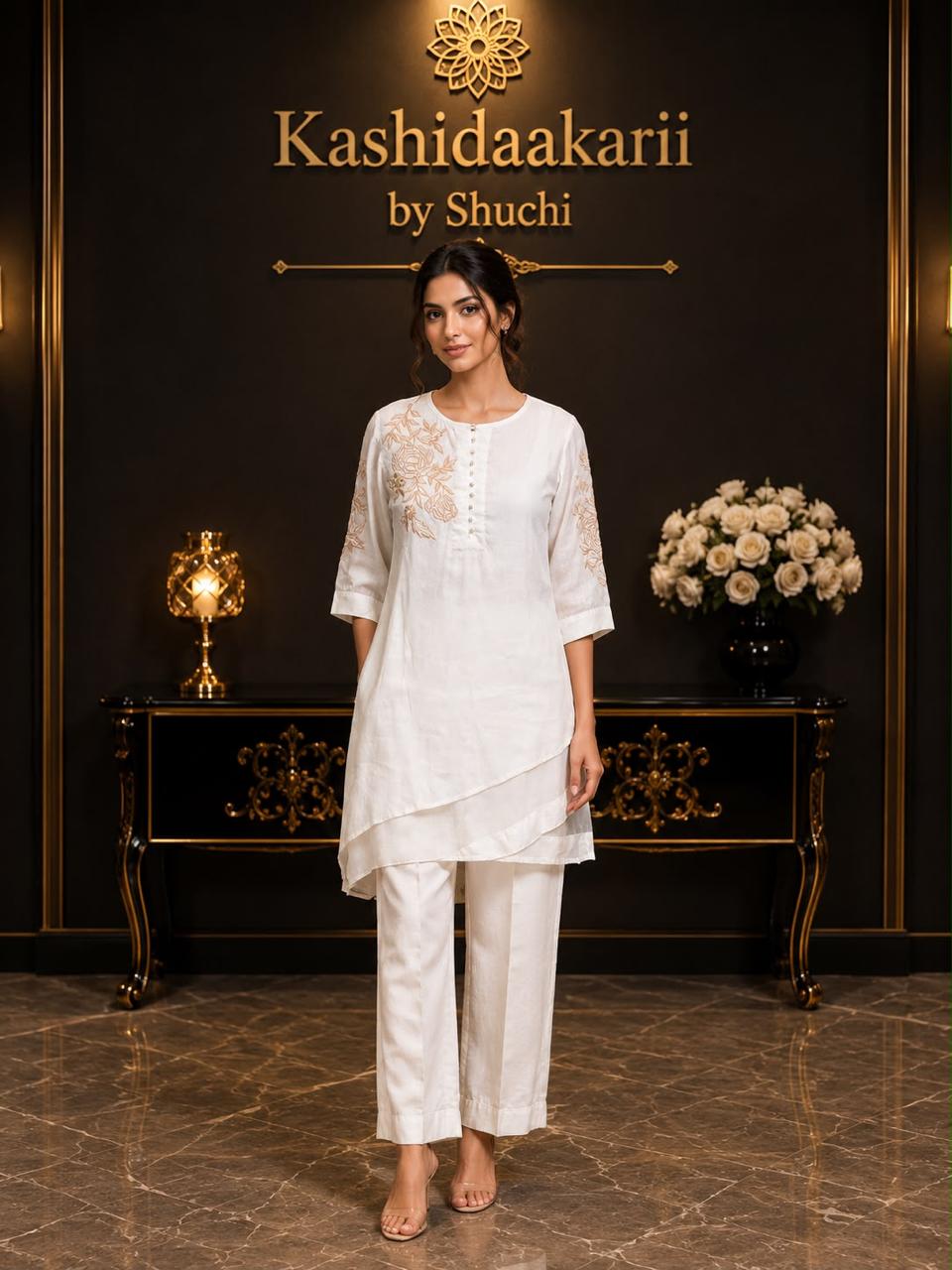 Ivory Aura Embroidered Kurta Set