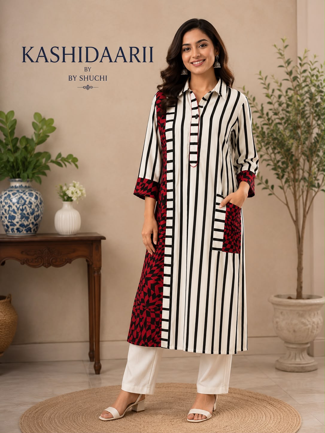 Monochrome Grace Printed Kurta Set